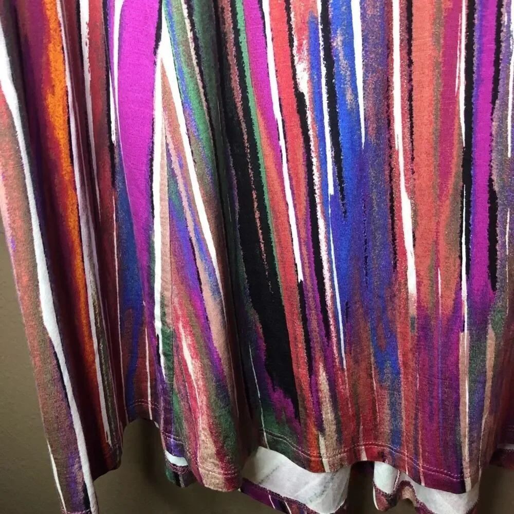 Cable & Gauge Colorful Striped Jersey Knit Blouse - Picture 5 of 7